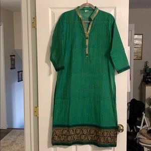 Beautiful green with gold embellishments dress